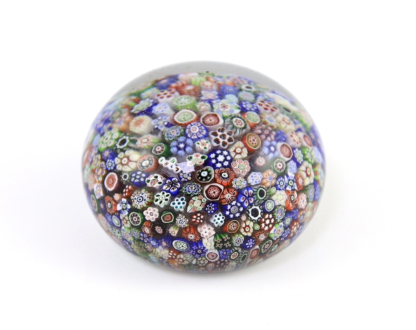 A Baccarat millefiori glass paperweight, dated 1847, 7.5cm diameter